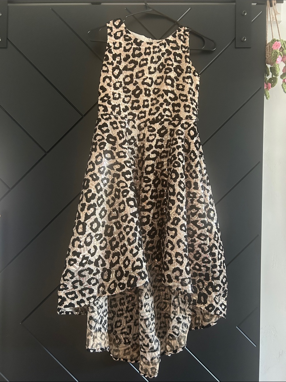 Rare Editions Leopard Print High-Low Skirt - Beige & Black